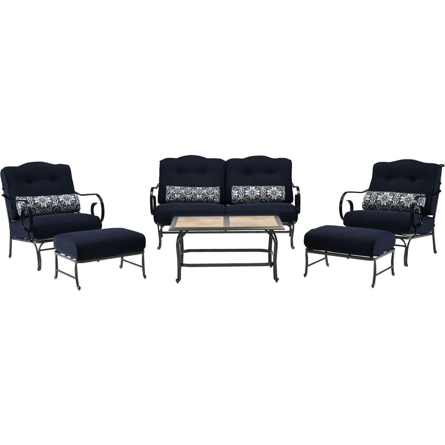 Hammond Lakeside 6Pc Outdoor Conversation Set Loveseat And Ottomans - M&K Grills