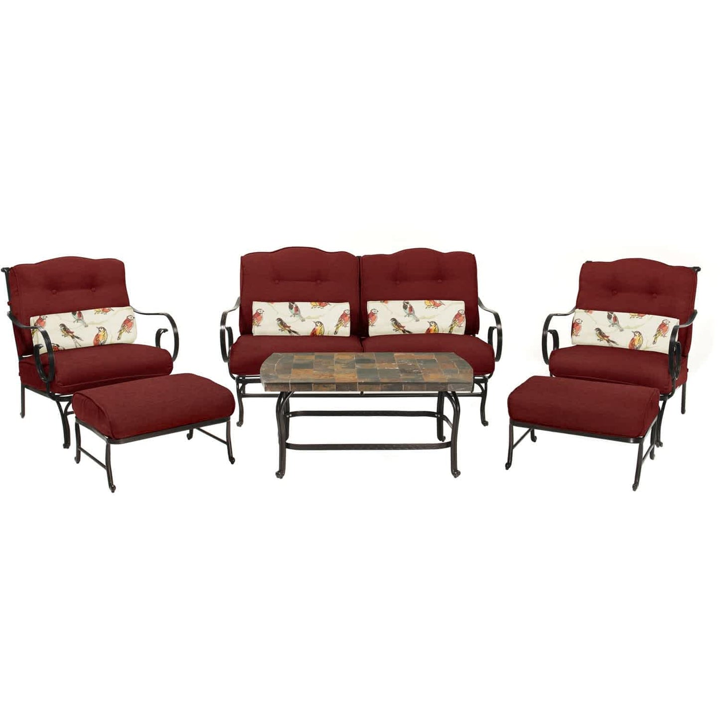 Hammond Lakeside 6Pc Outdoor Conversation Set Loveseat And Ottomans - M&K Grills