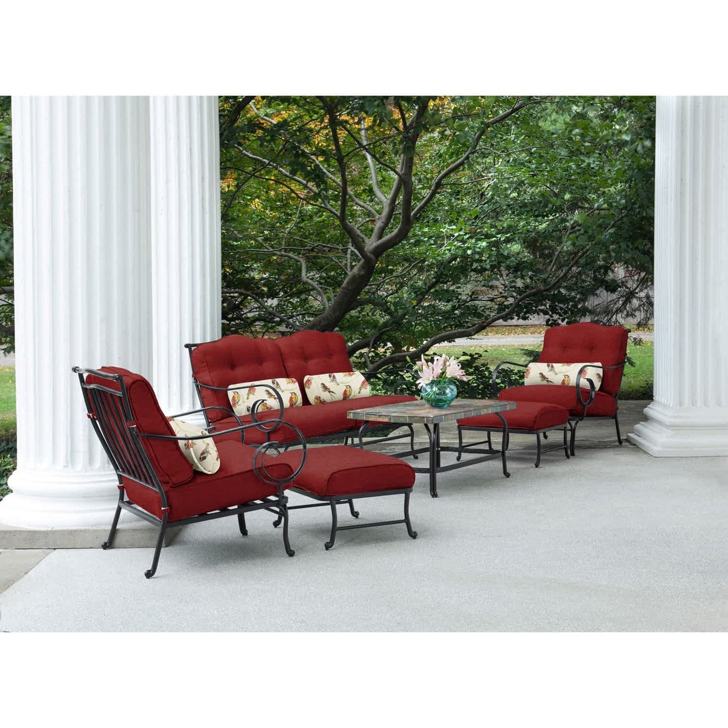 Hammond Lakeside 6Pc Outdoor Conversation Set Loveseat And Ottomans - M&K Grills