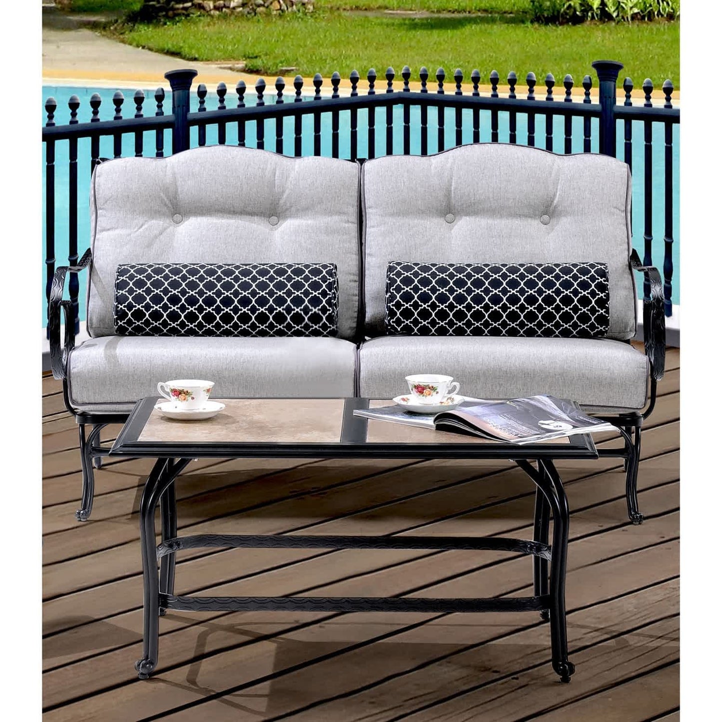 Hammond Lakeside 6Pc Outdoor Conversation Set Loveseat And Ottomans - M&K Grills