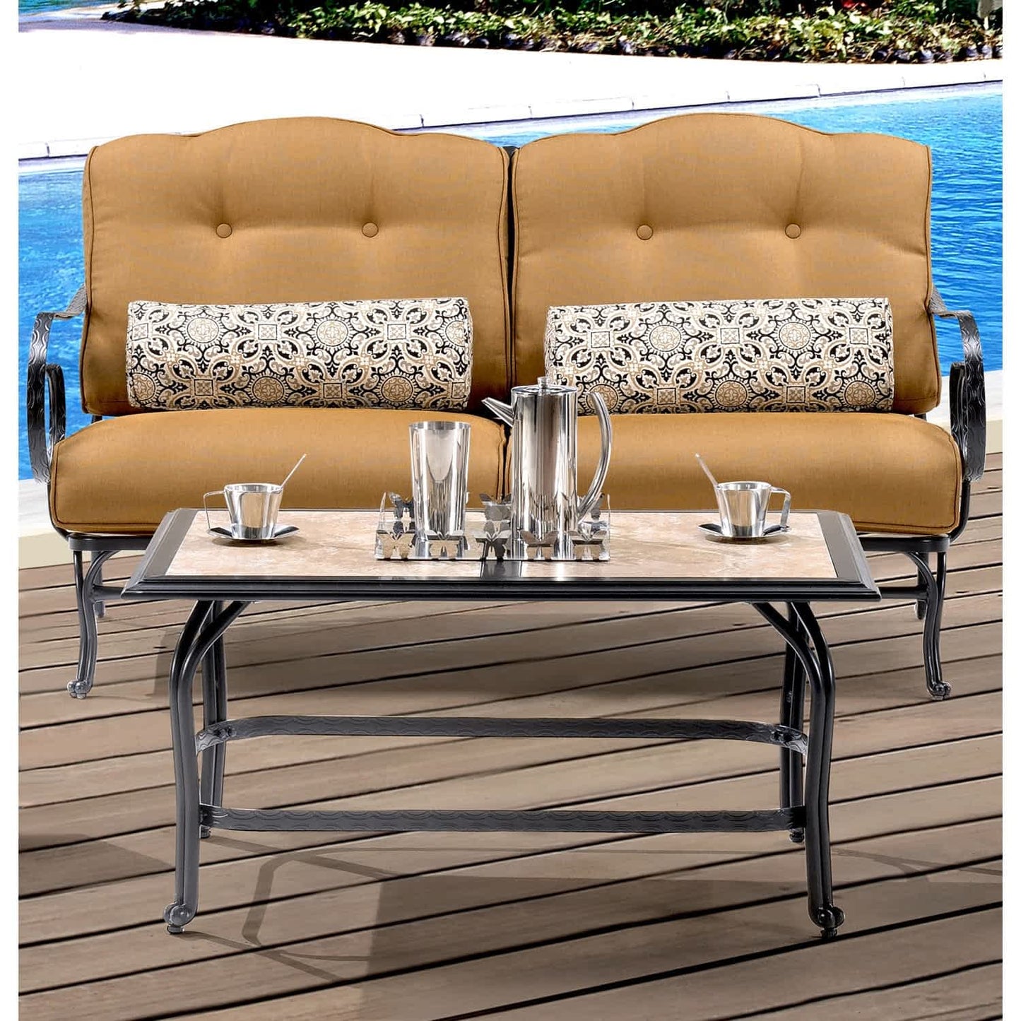 Hammond Lakeside 6Pc Outdoor Conversation Set Loveseat And Ottomans - M&K Grills