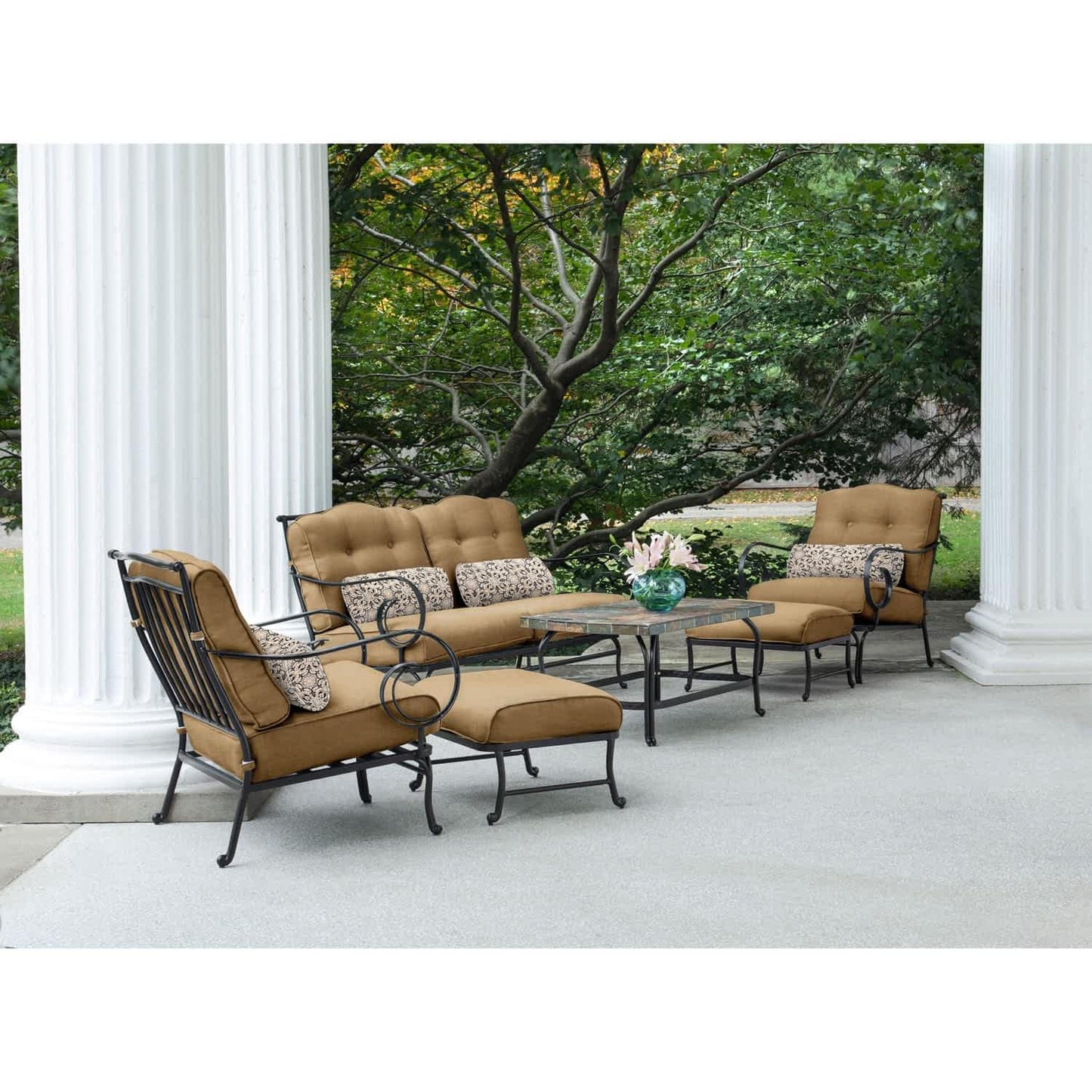 Hammond Lakeside 6Pc Outdoor Conversation Set Loveseat And Ottomans - M&K Grills