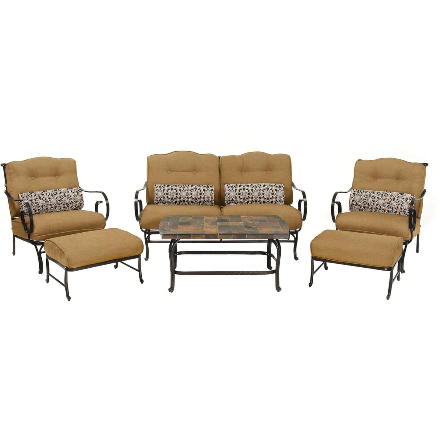 Hammond Lakeside 6Pc Outdoor Conversation Set Loveseat And Ottomans - M&K Grills