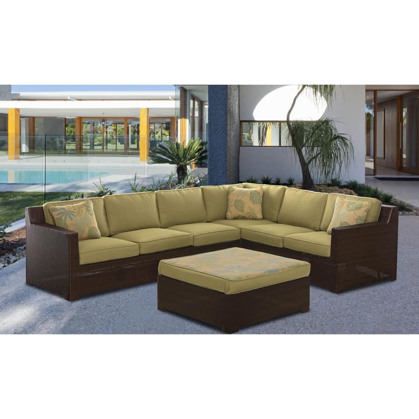 Hammond Stratton 5Pc Outdoor Conversation Set Ottoman And Loveseat - M&K Grills
