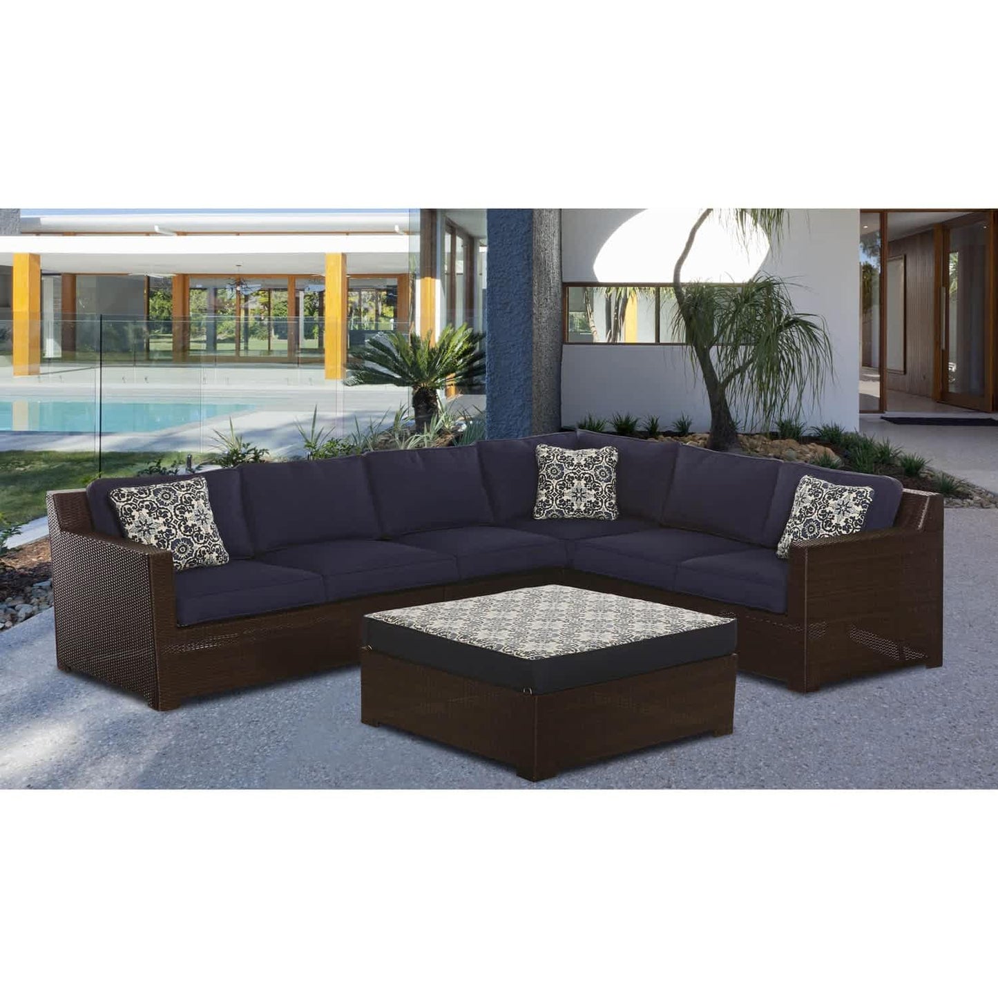 Hammond Stratton 5Pc Outdoor Conversation Set Ottoman And Loveseat - M&K Grills
