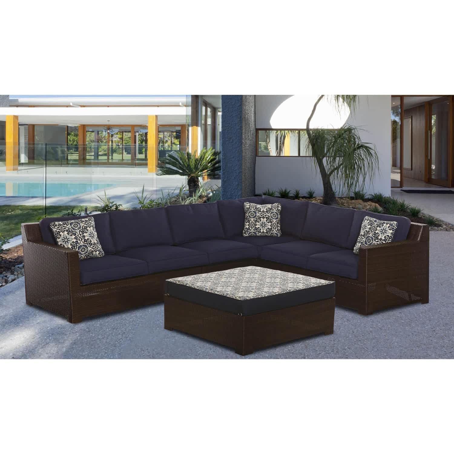 Hammond Stratton 5Pc Outdoor Conversation Set Ottoman And Loveseat - M&K Grills