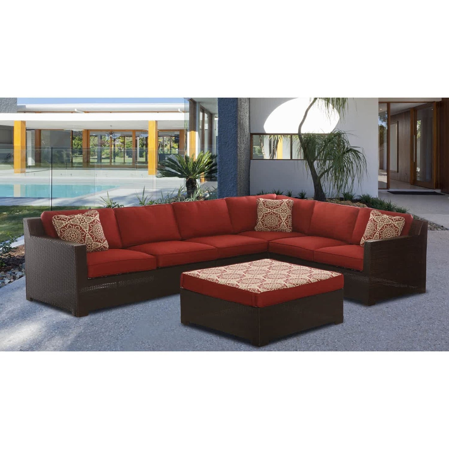 Hammond Stratton 5Pc Outdoor Conversation Set Ottoman And Loveseat - M&K Grills