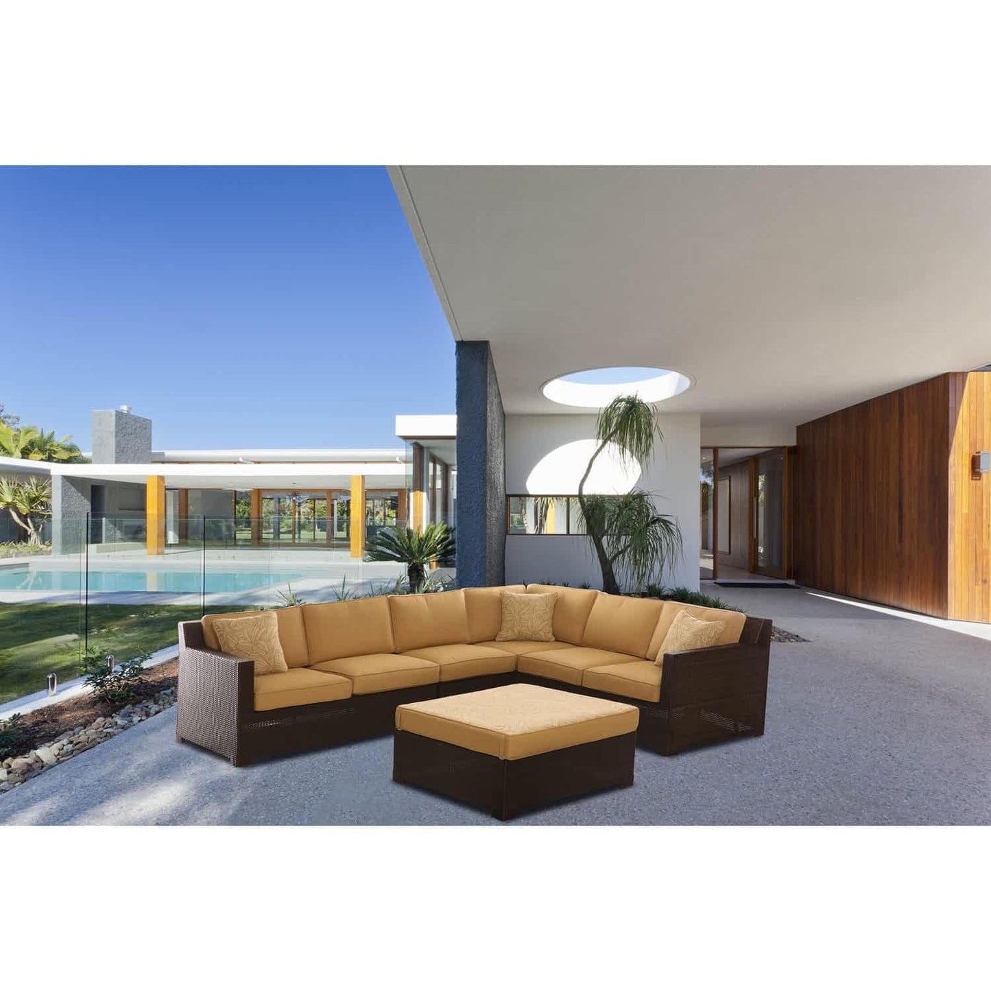 Hammond Stratton 5Pc Outdoor Conversation Set Ottoman And Loveseat - M&K Grills