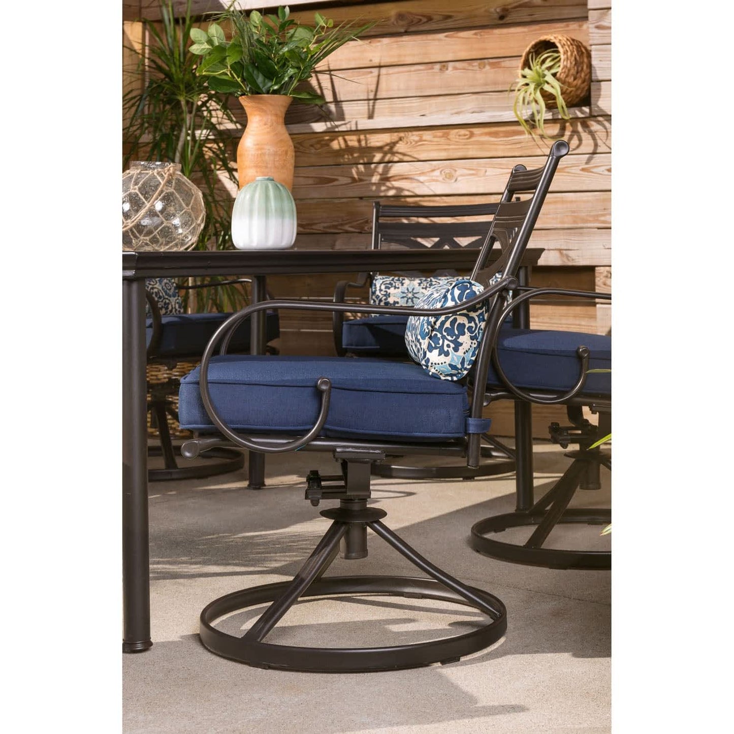 hanover-montclair-7-piece-6-swivel-rockers-40x66-inch-dining-table-mclrdn7pcsqsw6-nvy-swivel-rocker-side-view