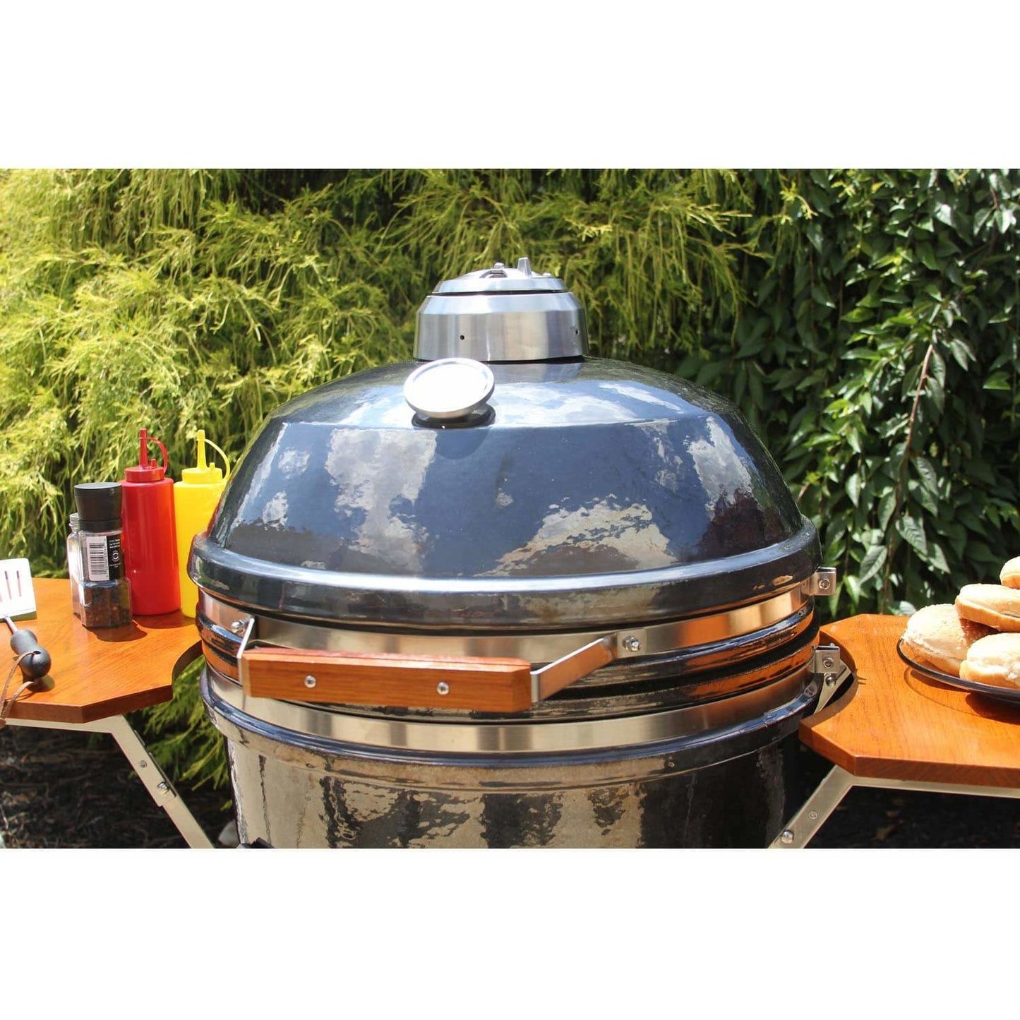 Heat 19″ ceramic kamado grill with accessories & cart HTK-19CSCA - M&K Grills