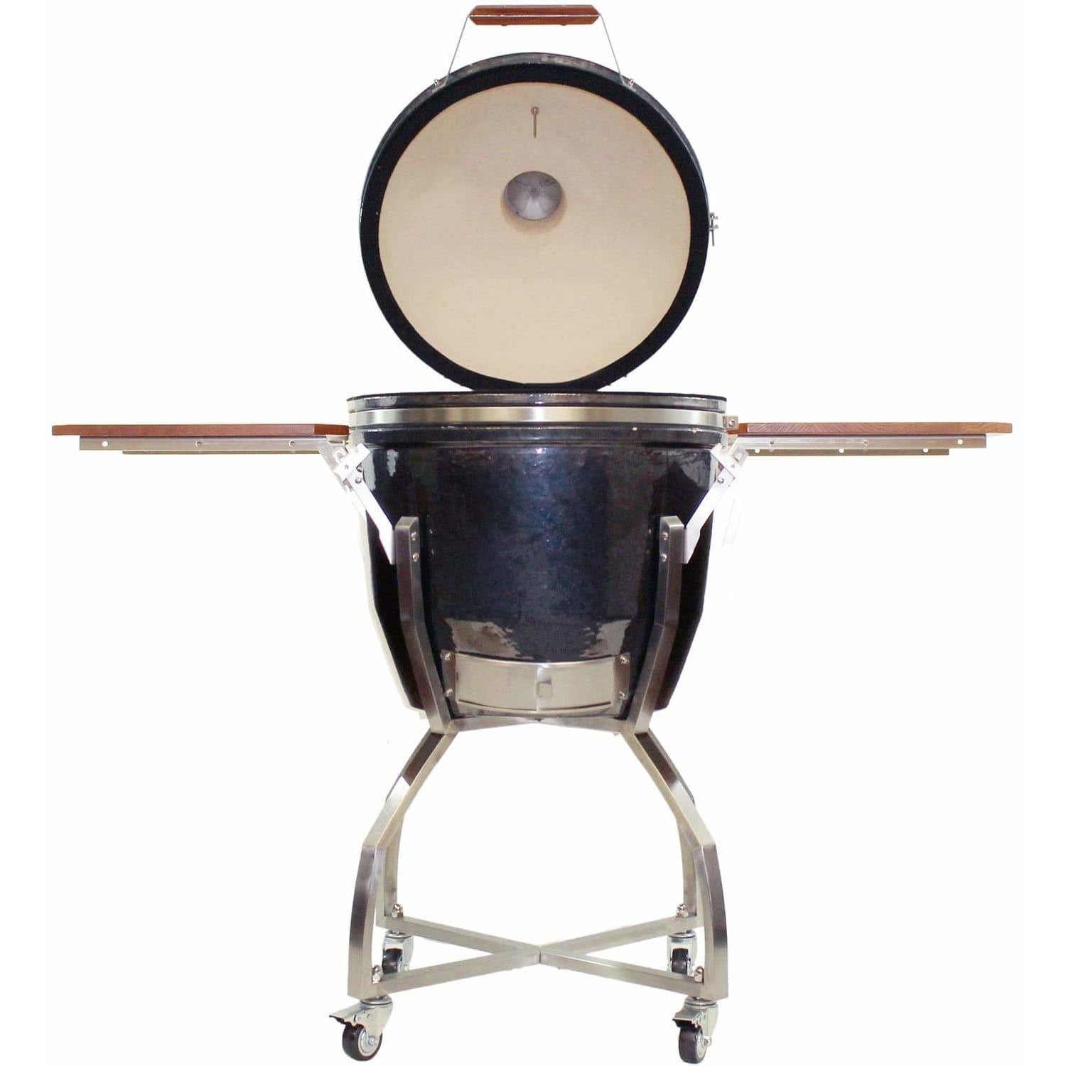 Heat 19 Inch Ceramic Kamado Grill w/Shelves + Cart, Graphite - M&K Grills