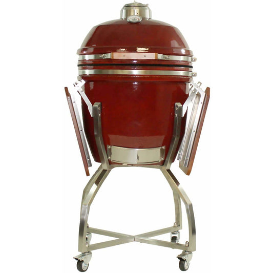 Heat Kamado Grill with cart and Shelves, Red HTK-19CS-RED - M&K Grills