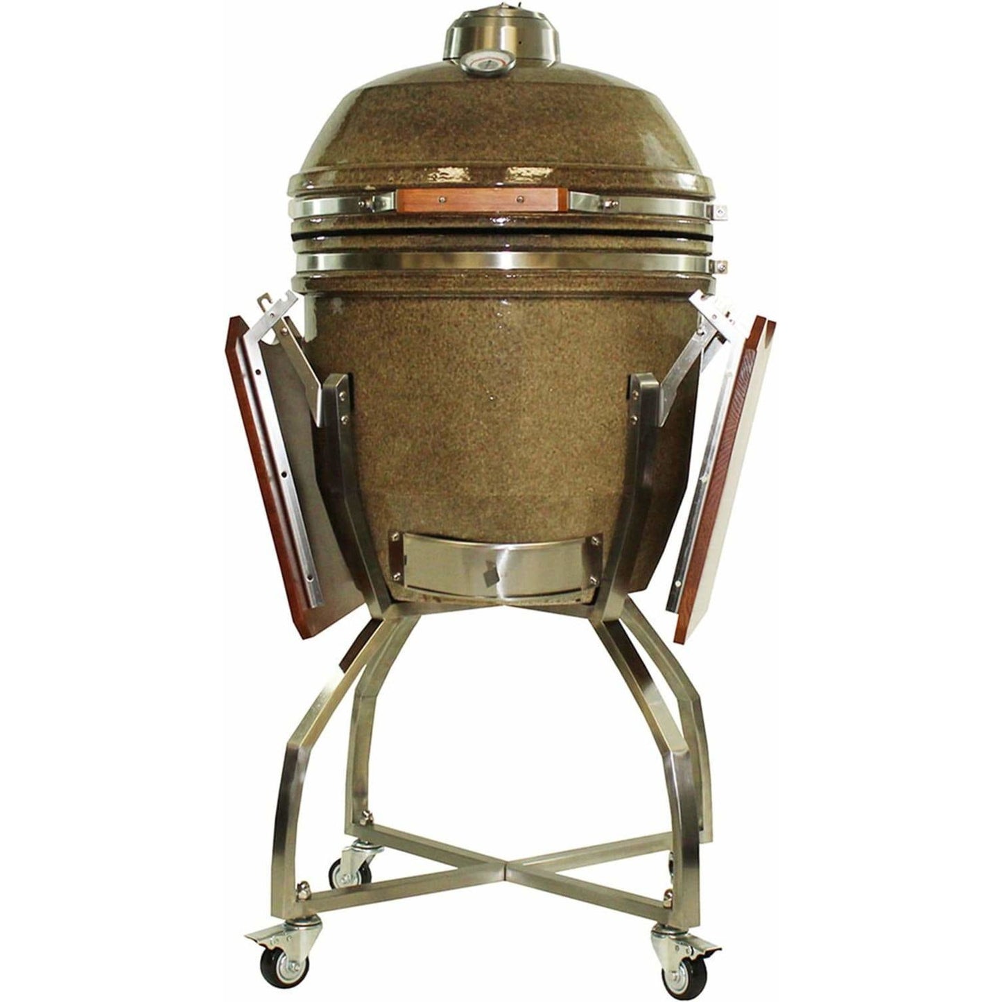 Heat 19 Inch Kamado Char Grill, with cart, shelves and Cover, Sand - M&K Grills