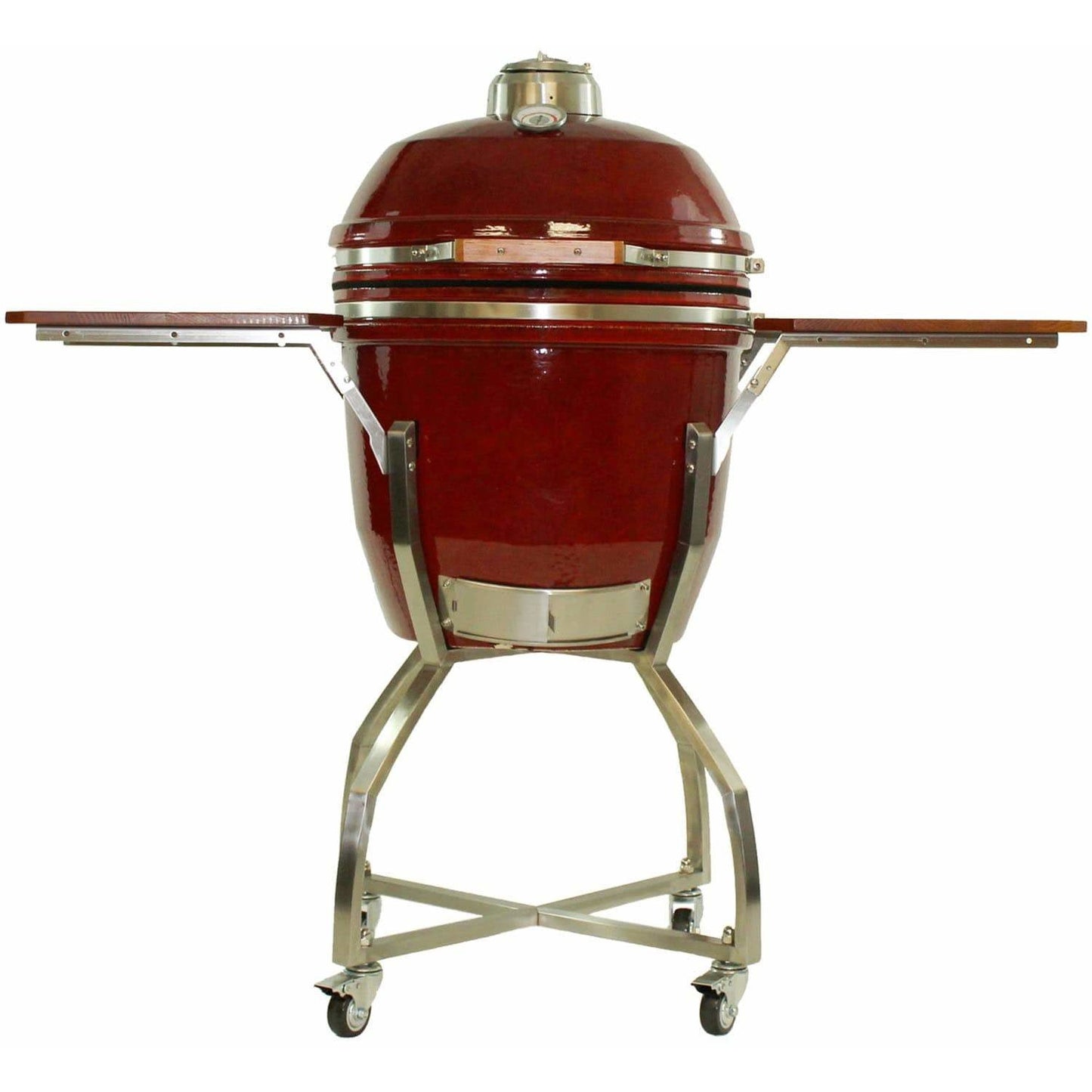 Heat 19 Inch Ceramic Kamado Grill, with cart shelves and Cover | Red - M&K Grills