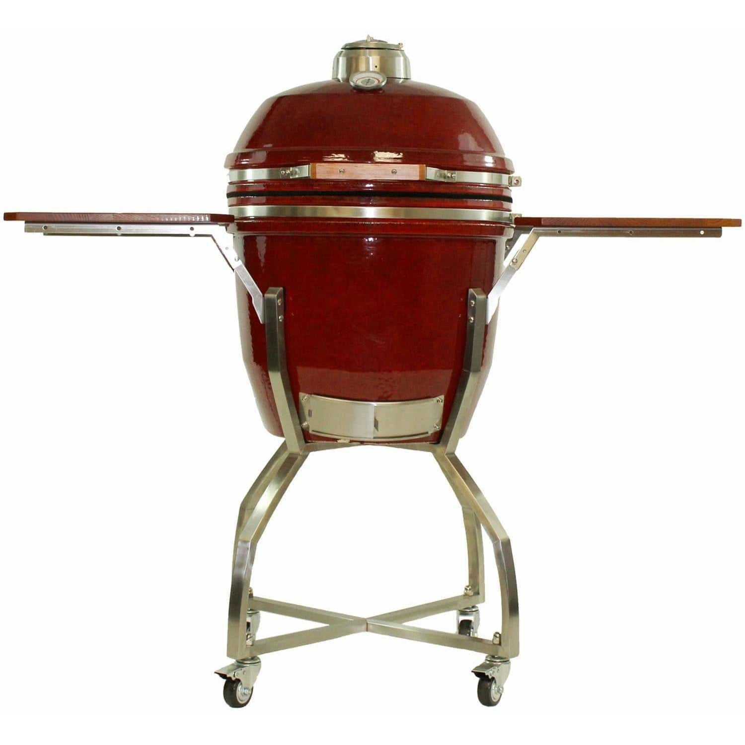 Heat 19 Inch Ceramic Kamado Grill, with cart shelves and Cover | Red - M&K Grills