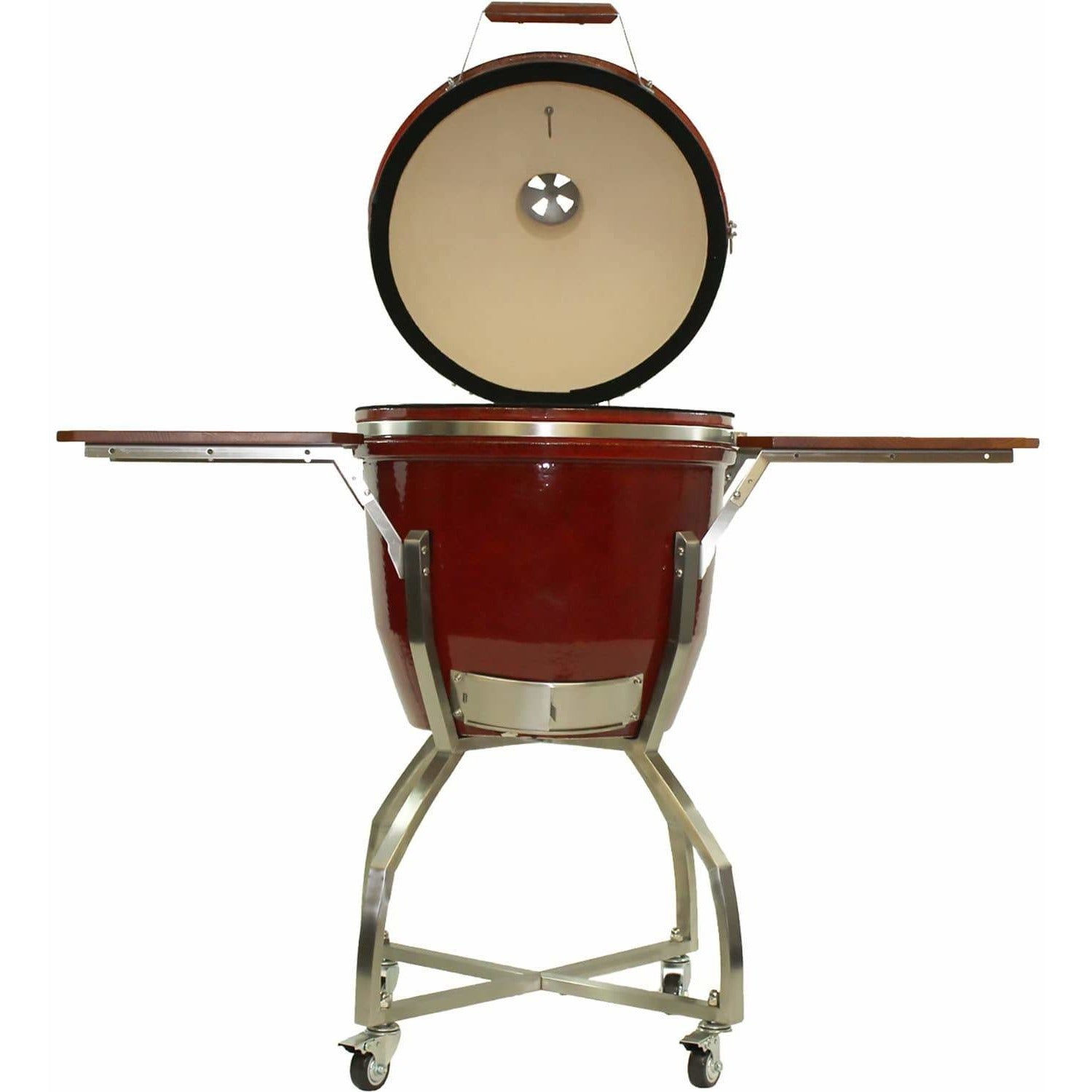 Heat 19 Inch Ceramic Kamado Grill, with cart shelves and Cover | Red - M&K Grills