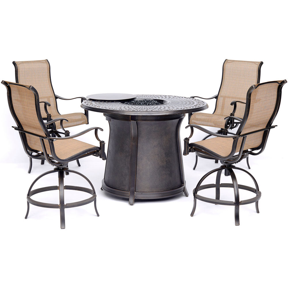 hanover-5-piece-high-fire-pit-set-4-swivel-sling-chairs-48-inch-round-cast-top-fire-pit-table-man5pcfprd-br