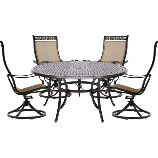 hanover-manor-5-piece-4-sling-swivel-rockers-60-inch-round-cast-table-mandn5pcswrd4