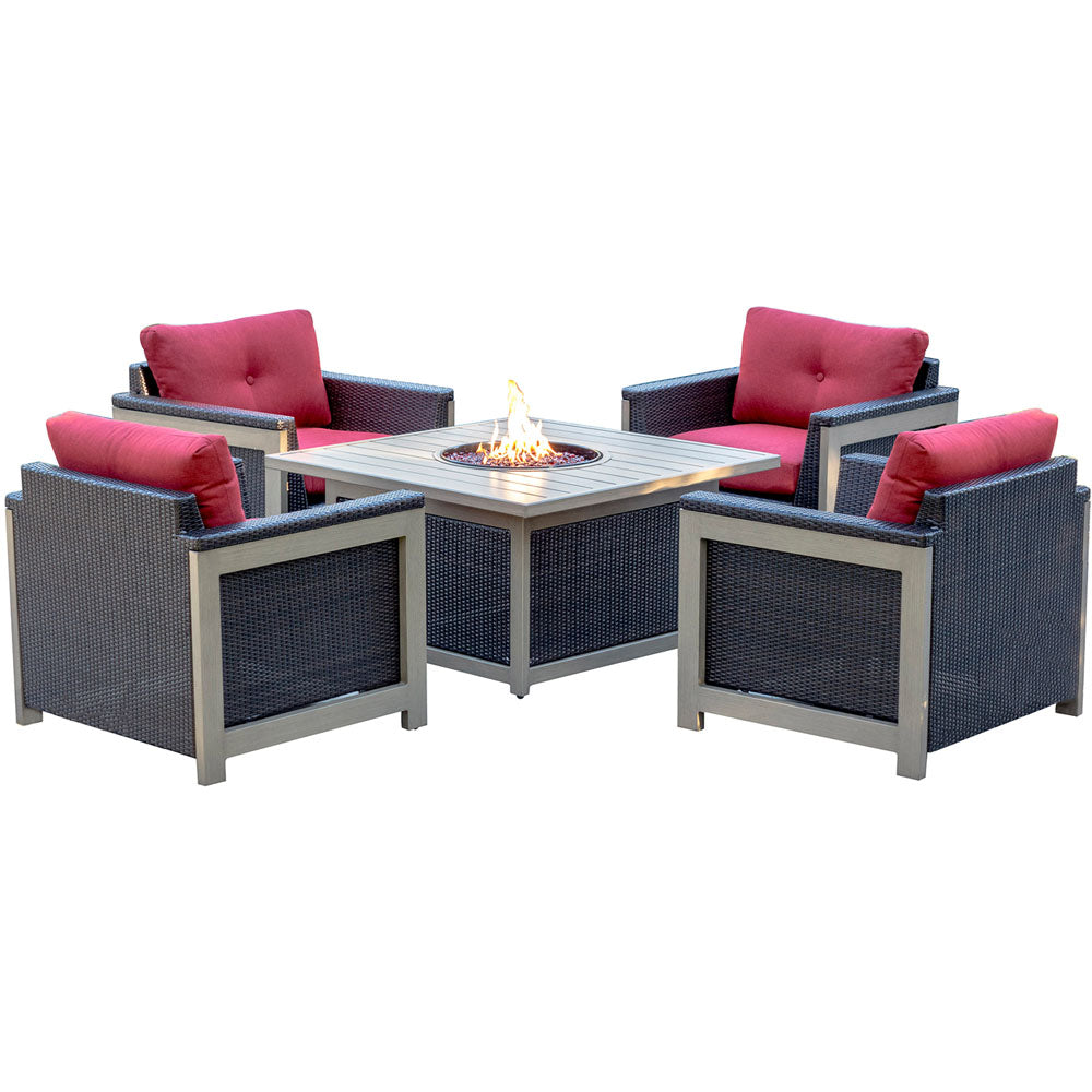hanover-5-piece-fire-pit-set-4-deep-seating-chairs-square-woven-fire-pit-with-slat-top-mnt5pcfpst-red