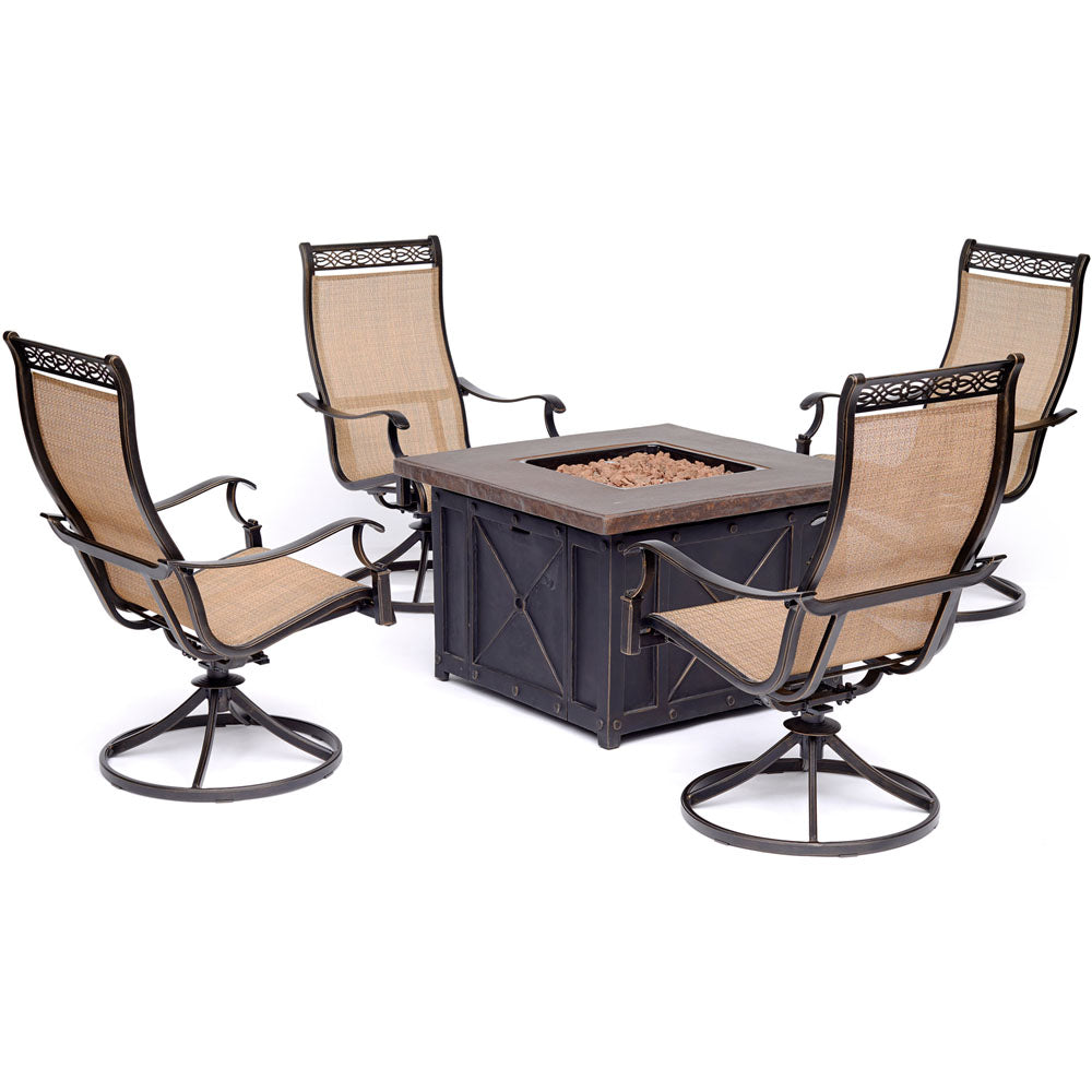hanover-monaco-5-piece-fire-pit-set-4-sling-swivel-rockers-and-durastone-fire-pit-mon5pcsw4dfp