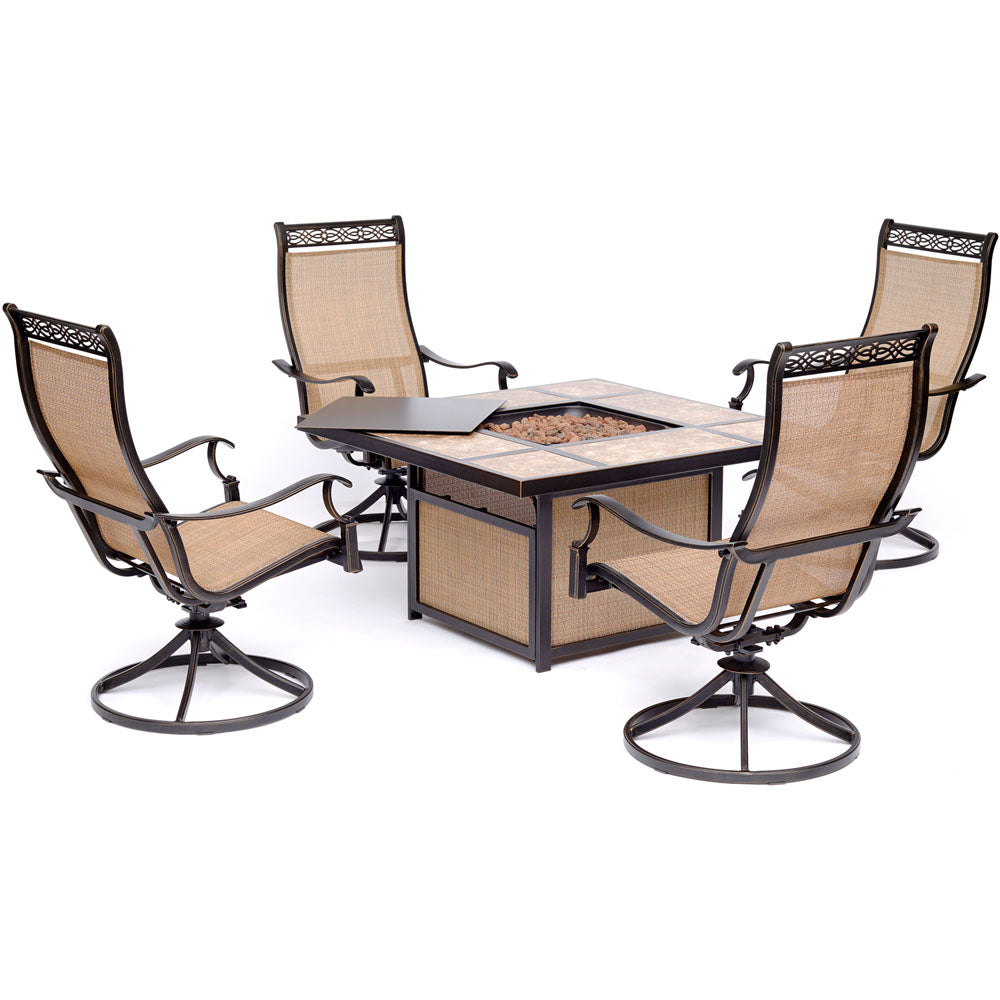hanover-monaco-5-piece-fire-pit-set-4-sling-swivel-rockers-and-tile-top-fire-pit-mon5pcsw4tfp