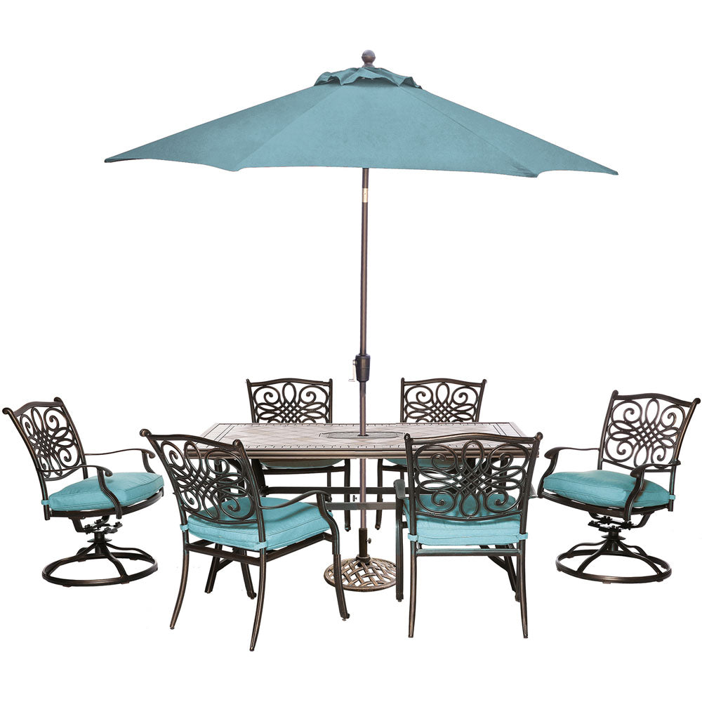 hanover-monaco-7-piece-4-cushion-chairs-2-cushion-swivel-chairs-40x68-inch-tile-top-table-umbrella-and-base-mondn7pcsw2-blu-su
