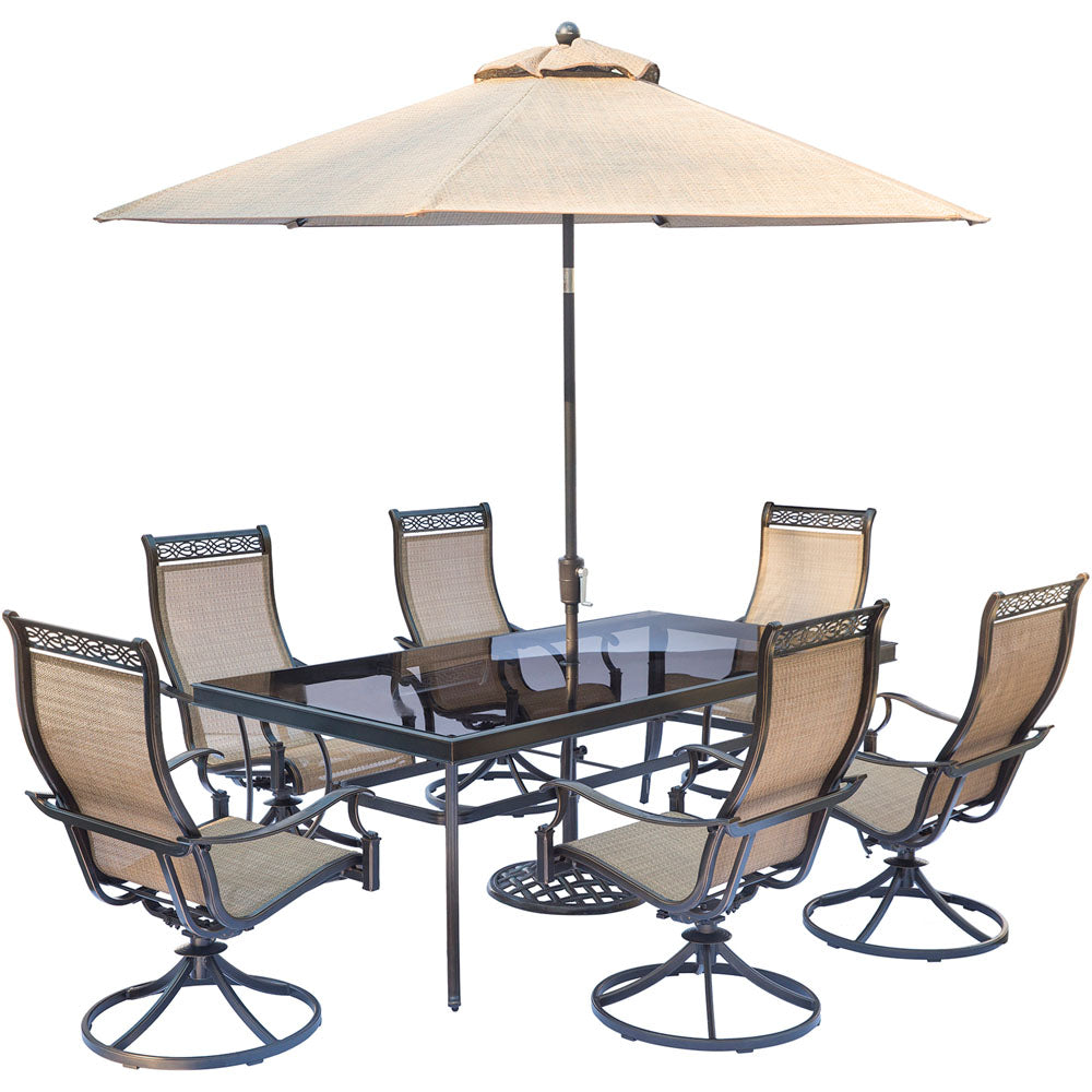 hanover-monaco-7-piece-6-sling-swivel-rockers-42x84-inch-glass-top-table-umbrella-base-mondn7pcswg-su
