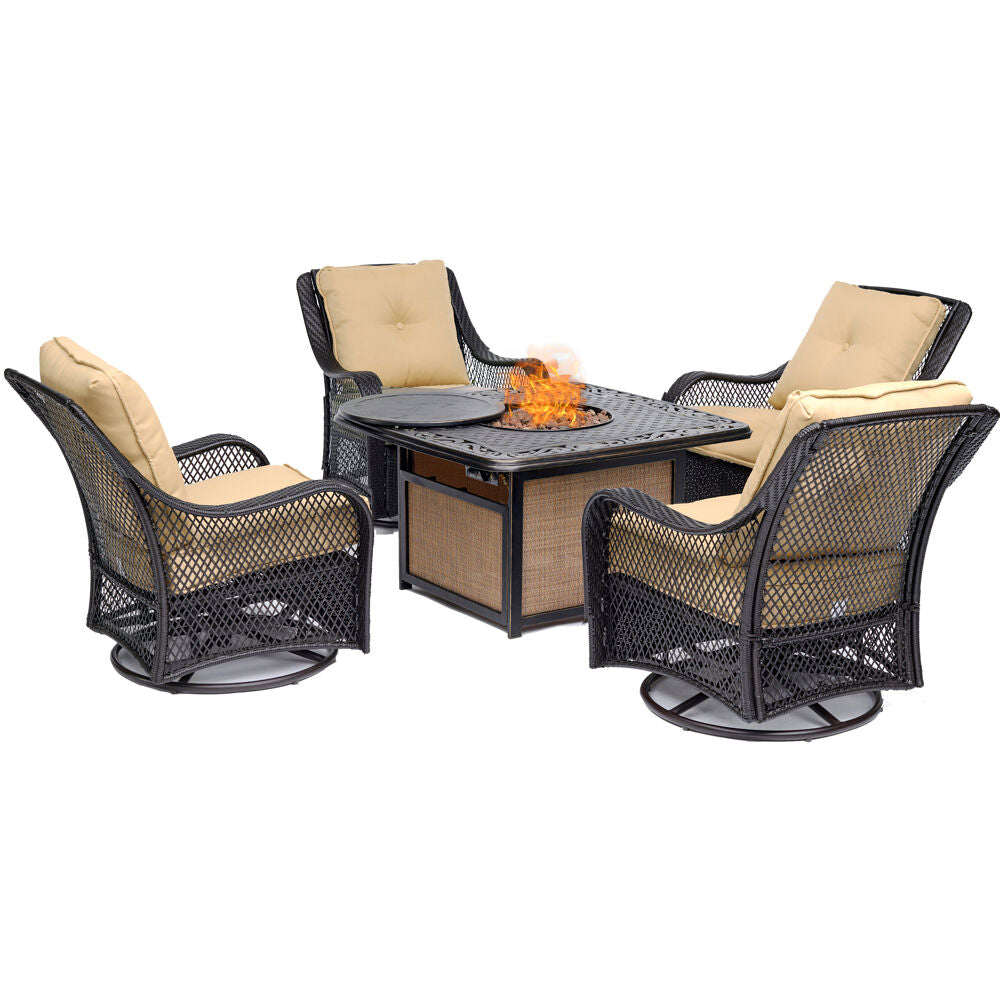 hanover-orleans-5-piece-fire-pit-4-cushioned-swivel-rockers-and-cast-top-fire-pit-orl5pccfpsw4-tan