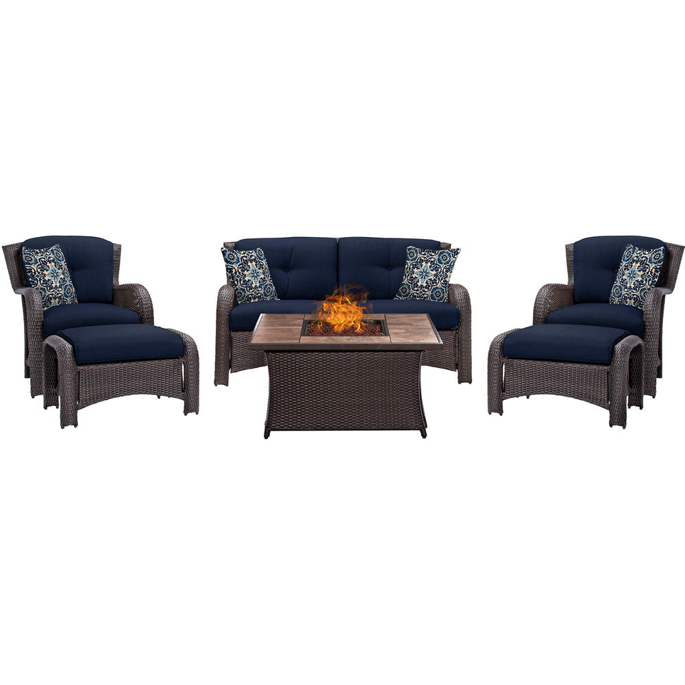 hanover-strathmere-6-piece-fire-pit-set-with-tan-tile-top-strath6pcfp-nvy-tn
