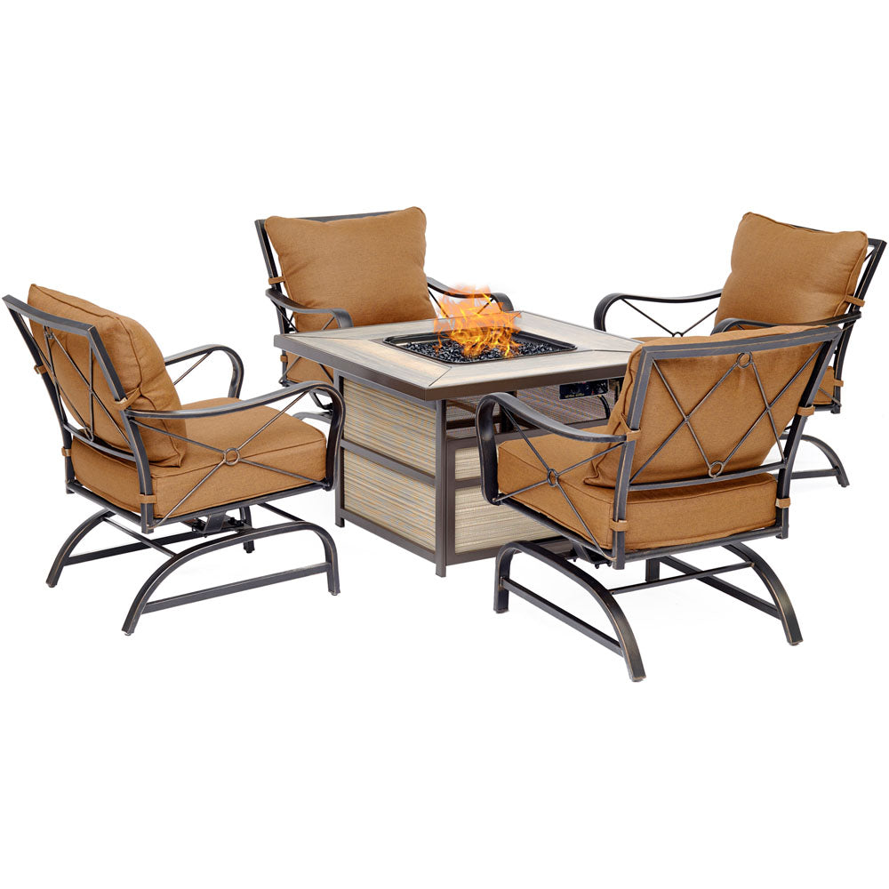 hanover-summer-night-5-piece-fire-pit-4-cushioned-rockers-square-kd-fire-pit-with-tile-summrnght5pcsqfp