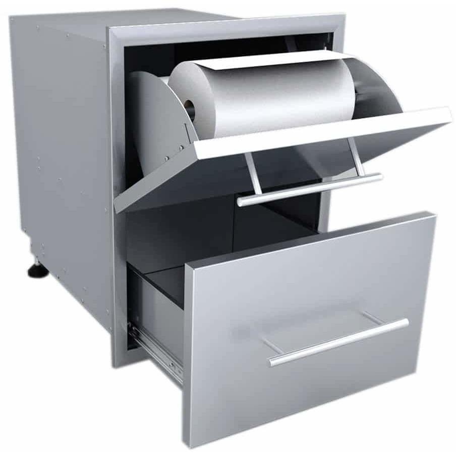 Designer Series Raised Style 18-inch Paper Towel Drawer Combo - Paper Towel Holder Open