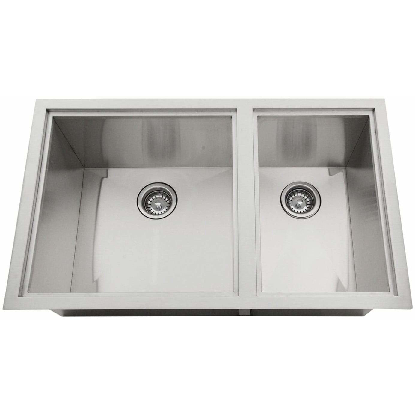 Sunstone B-SK34 Over/Under 34 X 12-Inch Height Double Basin Sink W/2 Covers - View from Above