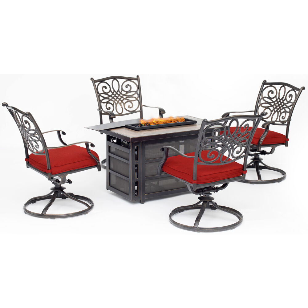hanover-traditions-5-piece-fire-pit-4-swivel-rockers-rectangle-kd-fire-pit-with-tile-trad5pcrecsw4fp-red