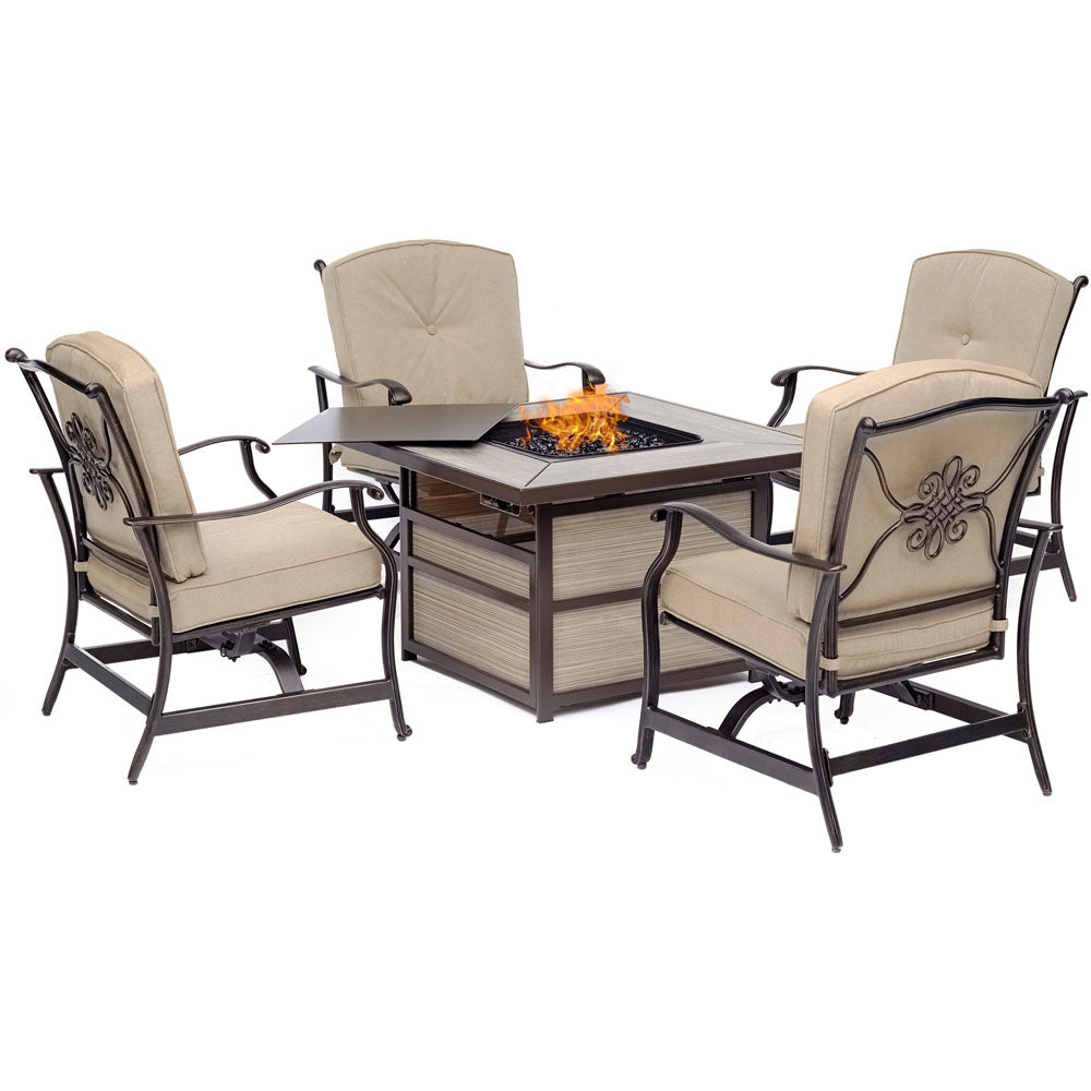 hanover-traditions-5-piece-fire-pit-4-cushioned-rockers-square-kd-fire-pit-with-tile-trad5pcsqfp-tan