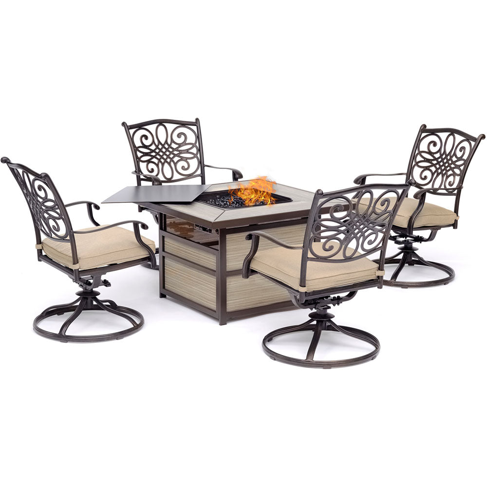 hanover-traditions-5-piece-fire-pit-4-swivel-rockers-square-kd-fire-pit-with-tile-trad5pcsqsw4fp-tan