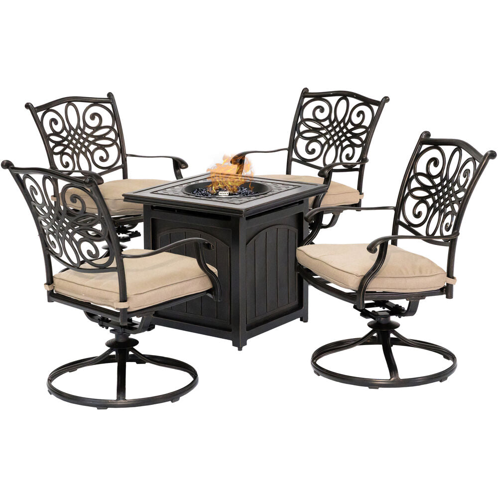 hanover-traditions-5-piece-4-swivel-rockers-and-26-inch-square-fire-pit-trad5pcswfpsq-tan