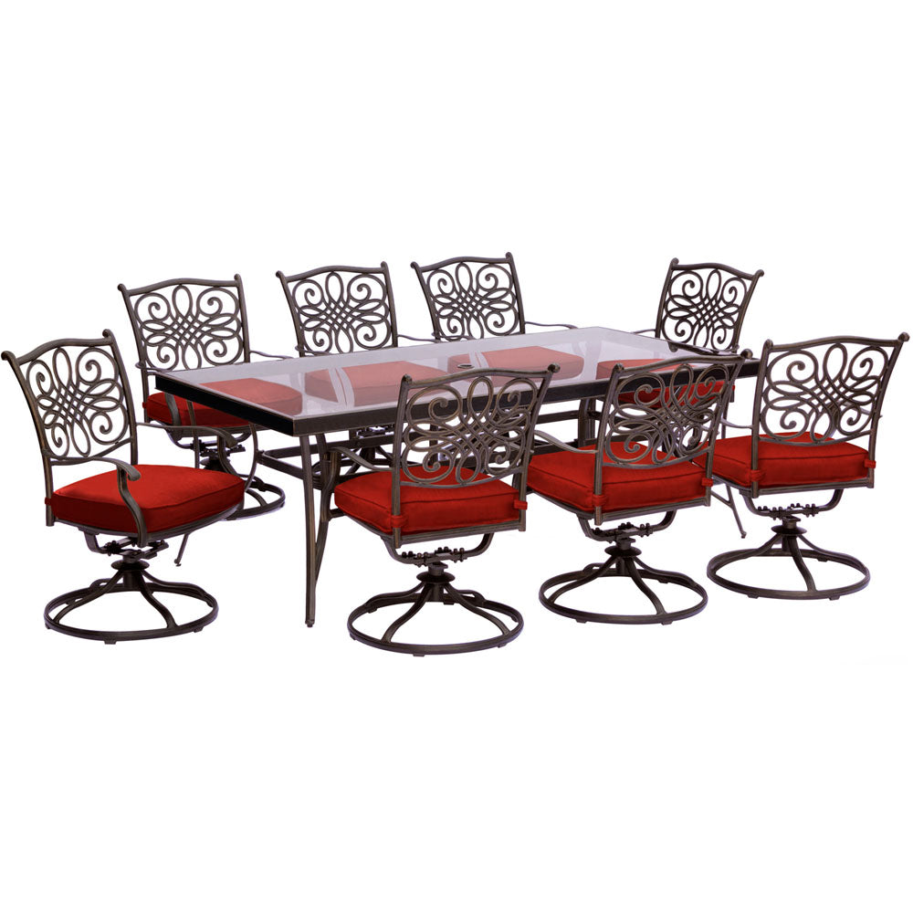 hanover-traditions-9-piece-8-swivel-rockers-42x84-inch-glass-top-table-traddn9pcswg-red