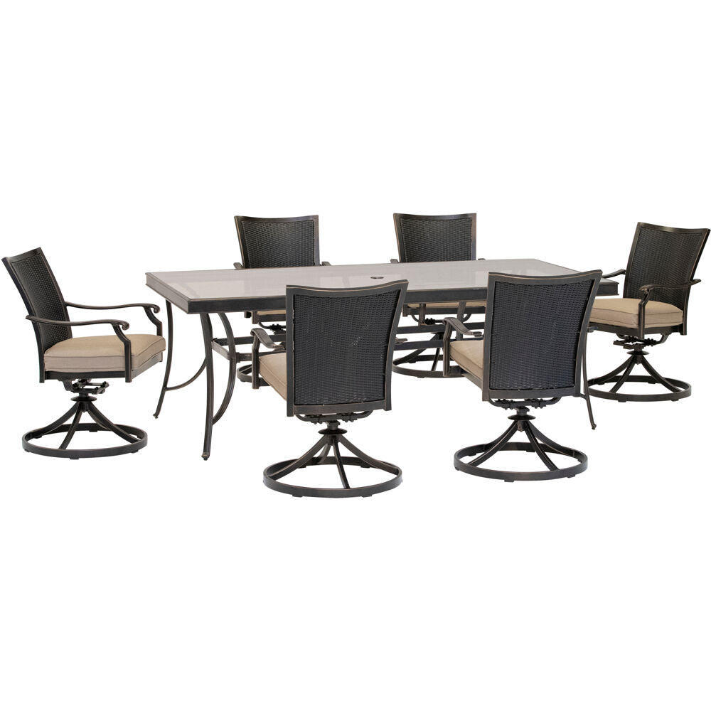 hanover-traditions-7-piece-6-wicker-back-swivel-rockers-42x84-inch-glass-table-traddnwb7pcswg-tan