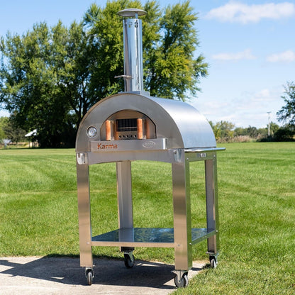 WPPO Karma 32-in Wood Fired Pizza Oven - WKK-02S - Shown on Cart (Sold Separately) - Lifestyle