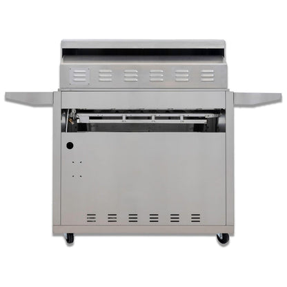 Blaze BLZ-5LTE3- Premium LTE+ 40-Inch 5-Burner Gas Grill With Rear Infrared Burner & Lift-Assist Hood - On Cart - Rear View - White Background