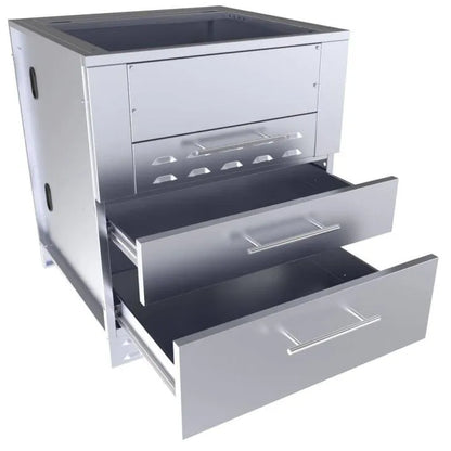 Sunstone 30″ Kamado Base Cabinet for UpTo 24 In. Dia. Kamado and for Sunstone Power Cirque–SAC30KBDC - Drawer out