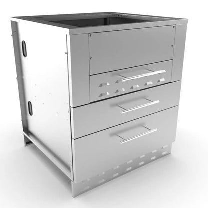 Sunstone 30″ Kamado Base Cabinet for UpTo 24 In. Dia. Kamado and for Sunstone Power Cirque–SAC30KBDC - Drawers Closed