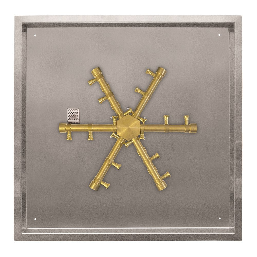 Firegear Pro Series 32-Inch Square Drop-In Pan Natural Gas Fire Pit Burner System with 21-Inch Brass Spur and TPSI Ignition - FPB-32SPSBR21TPSI-N - image 2
