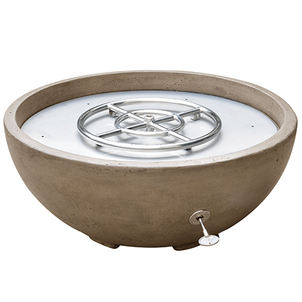 TrueFlame Adobe 30-Inch GFRC Fire and Water Bowl - Brown - TF-GFRC-FBWBR-30W