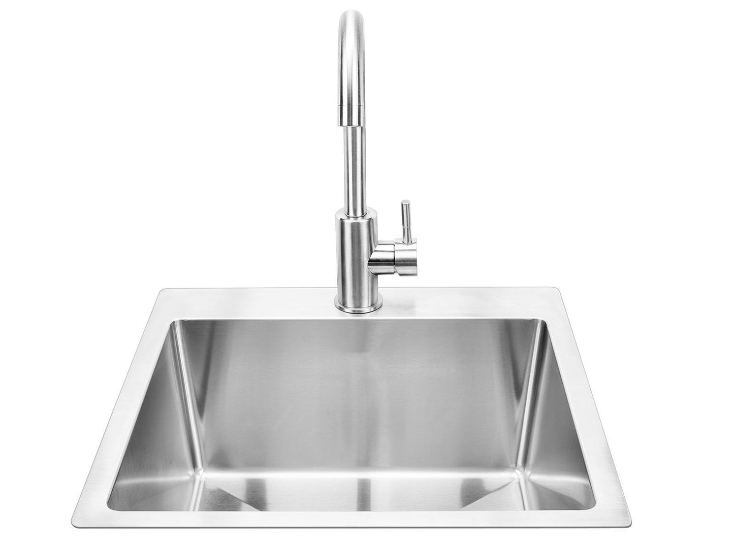 Bull 15-Inch Stainless Steel Dual Mount Sink with Faucet - 12516 - Tap Front View