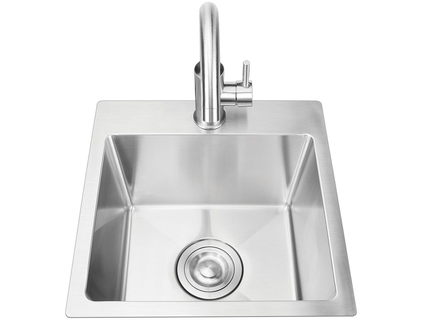 Bull 15-Inch Stainless Steel Dual Mount Sink with Faucet - 12516 - Top View