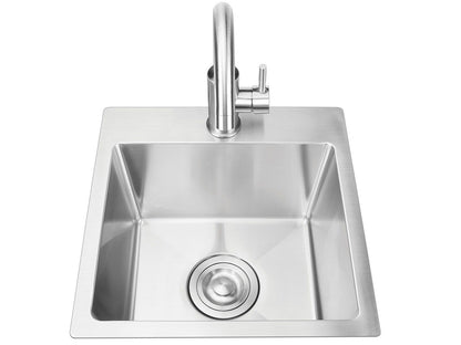 Bull 15-Inch Stainless Steel Dual Mount Sink with Faucet - 12516 - Top View