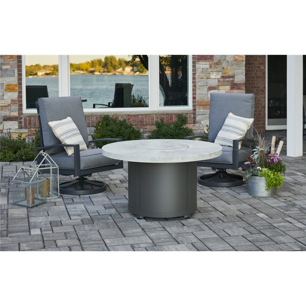 Outdoor GreatRoom Chat Height Round Fire Pit Table in White Onyx - BC-20-WO - image 2