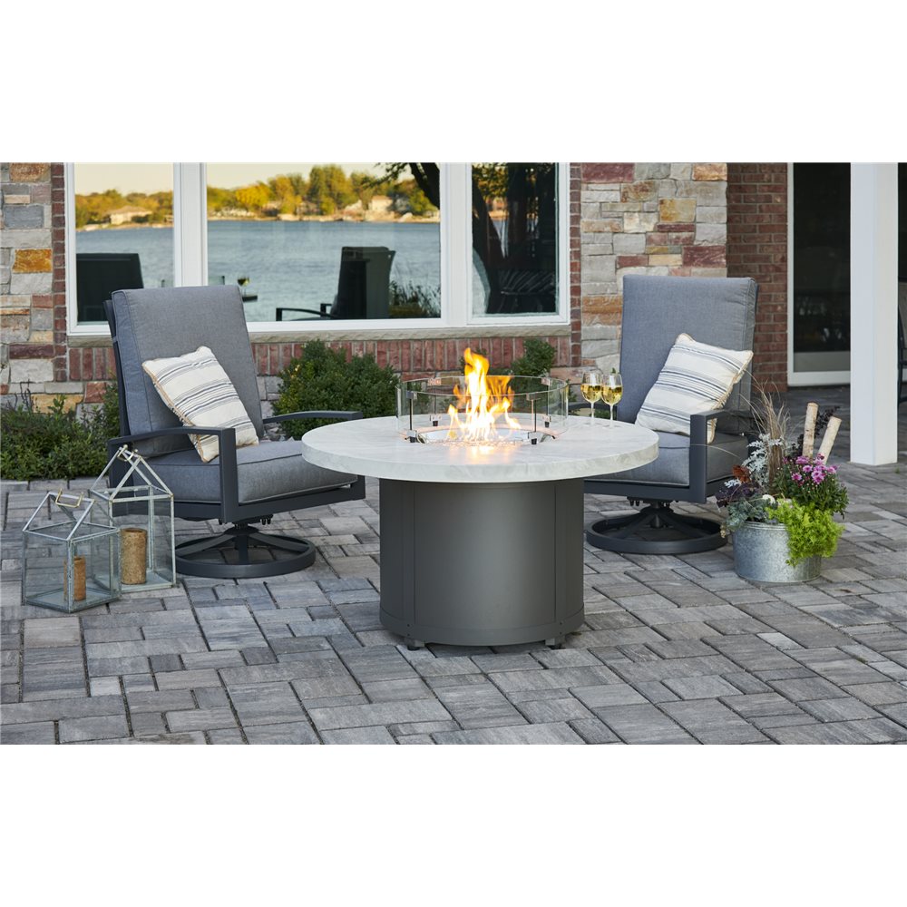 Outdoor GreatRoom Chat Height Round Fire Pit Table in White Onyx - BC-20-WO - image 3