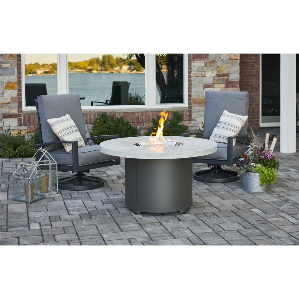 Outdoor GreatRoom Chat Height Round Fire Pit Table in White Onyx - BC-20-WO - image 4
